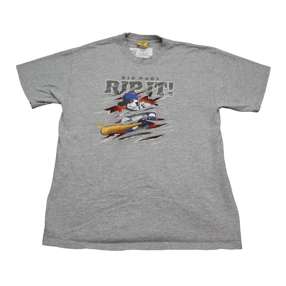 Big Dogs Shirt Boys 18 Gray Short Sleeve Crew Neck Graphic Print Knit Casual Tee